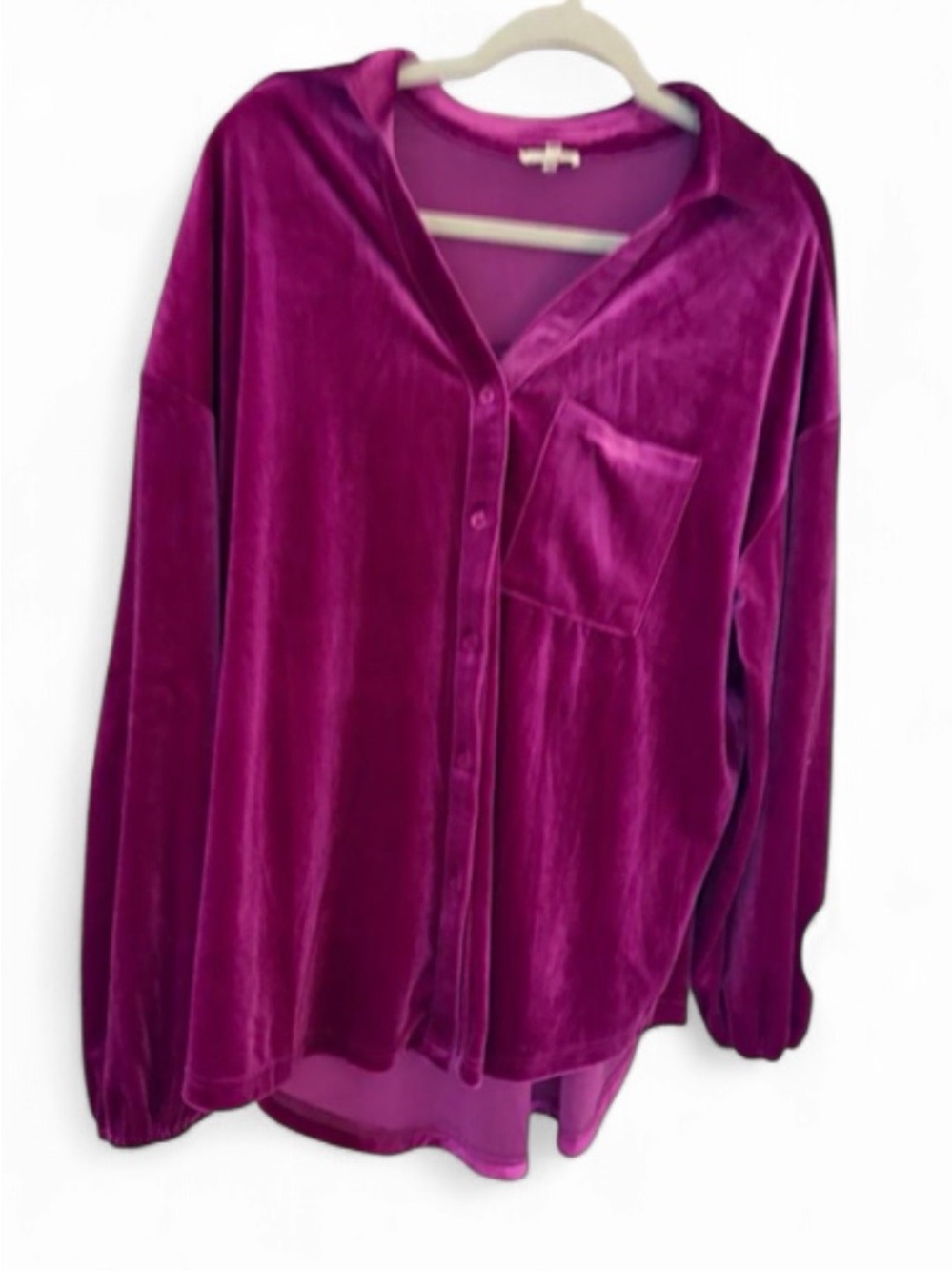 JODIFL Velvet Button-Down Shirt - Magenta